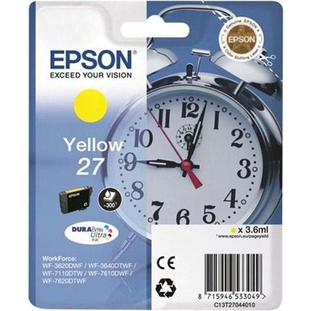 EPSON T2711 (27) WF-7610/7110/3620 SARI KARTUŞ ORJİNAL