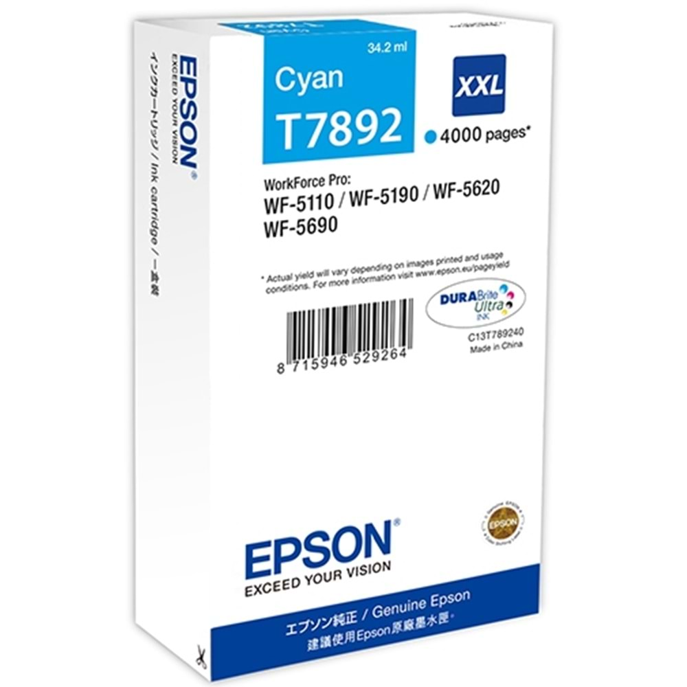 EPSON C13T789240 (79XXL) WP5110/5190 MAVİ KARTUŞ ORJİNAL 4000 SYF