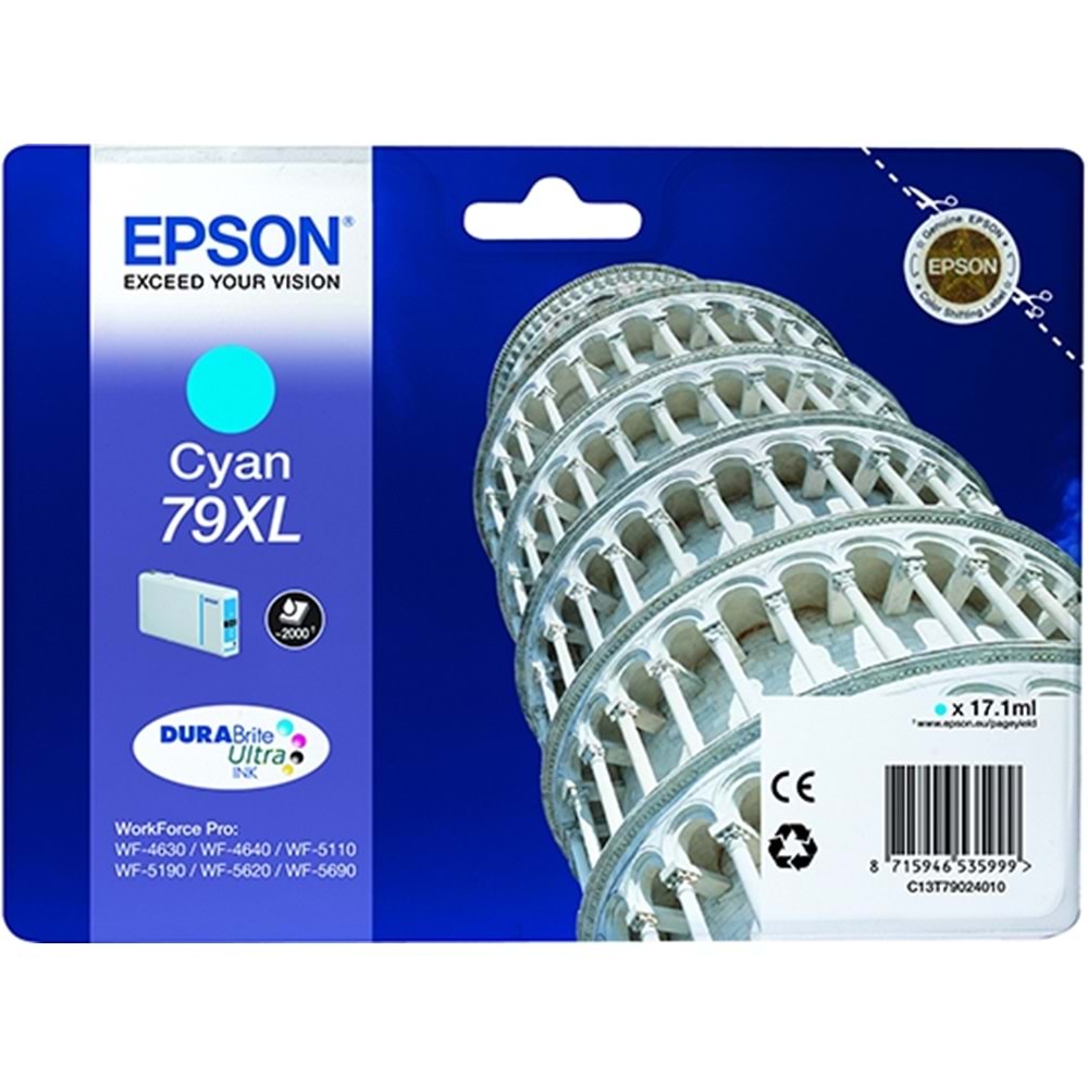 EPSON C13T79024010 (79XL) WP5110/5190 MAVİ KARTUŞ ORJİNAL 2000 SAYFA