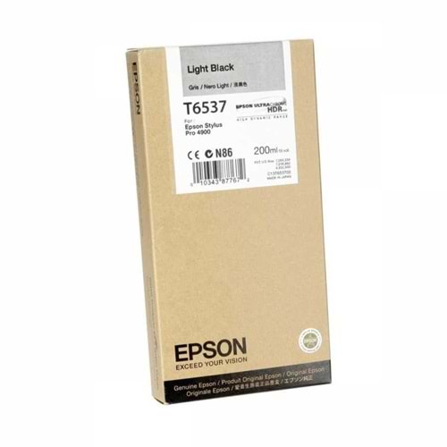 EPSON T6537 STYLUS PRO 4900 AÇIK SİYAH KARTUŞ ORJİNAL 200 ML.